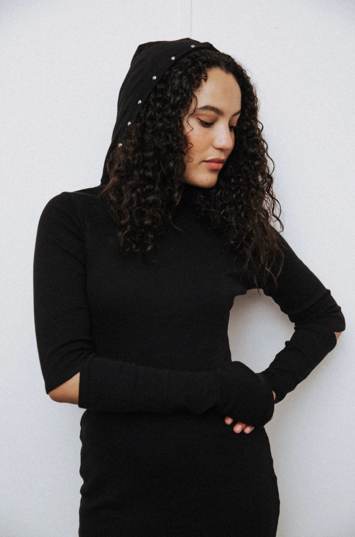 Black Jersey Stud Dress