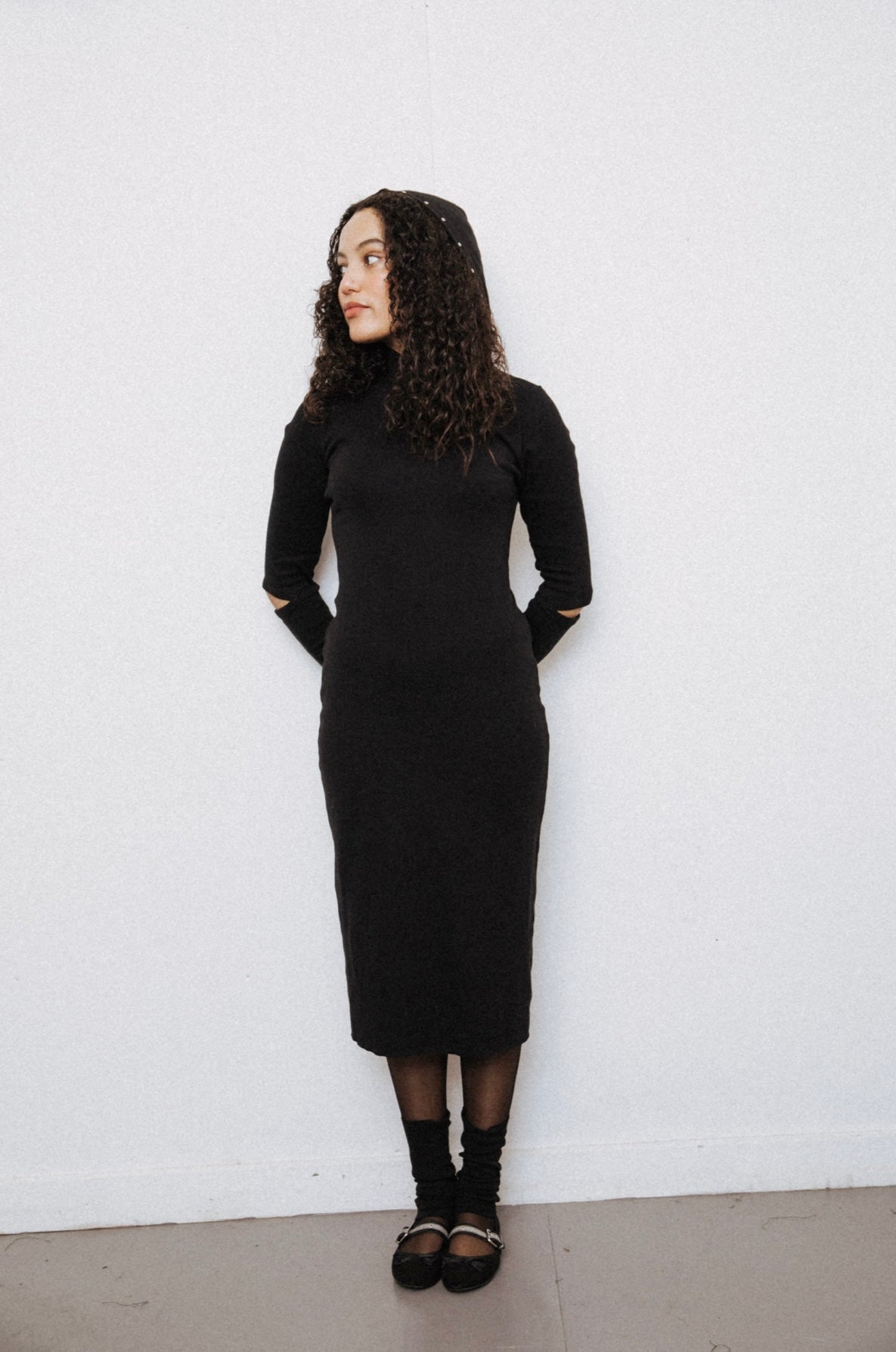 Black Jersey Stud Dress
