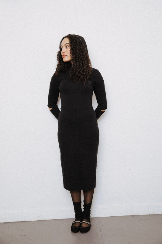 Black Jersey Stud Dress