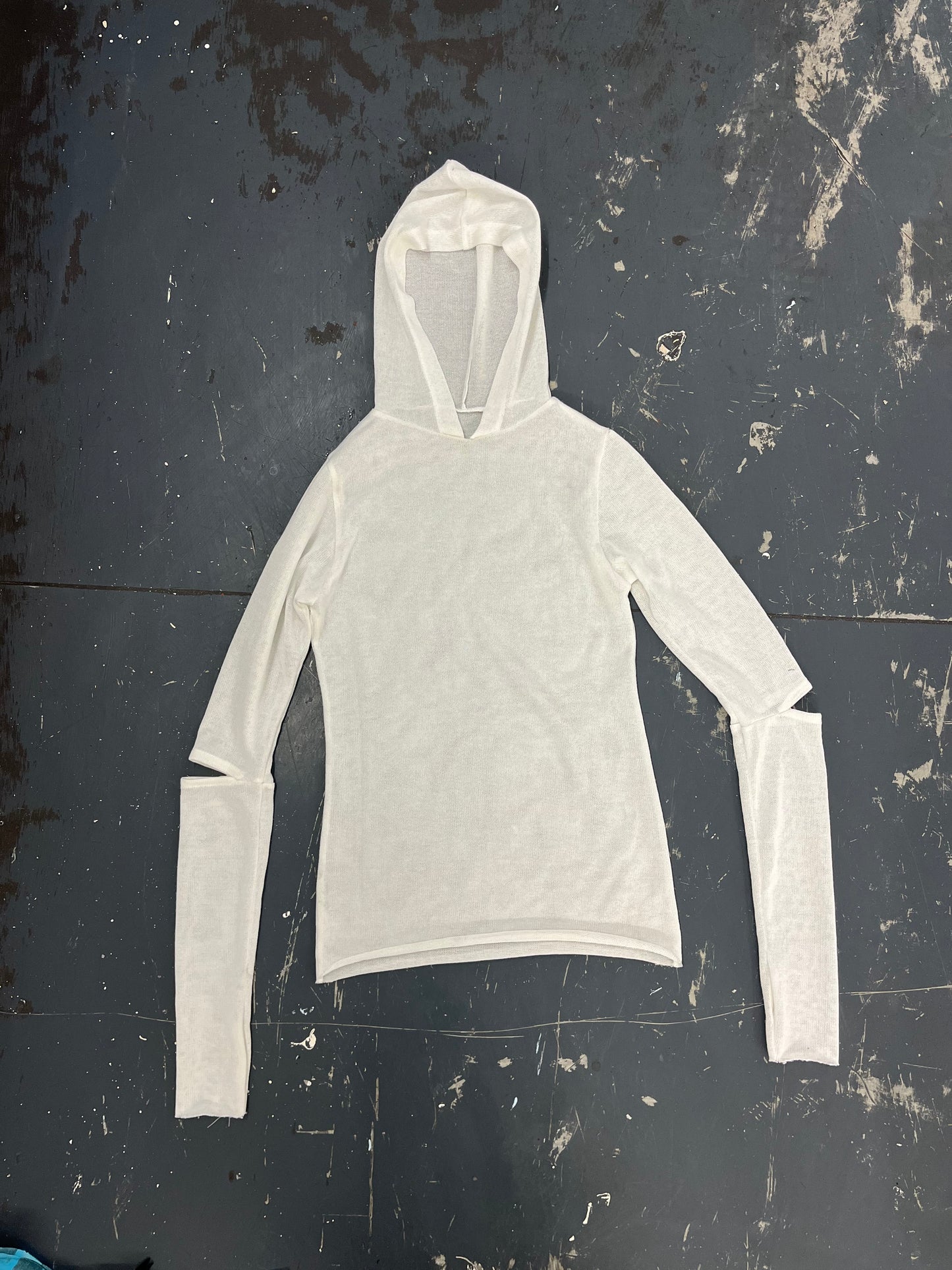 White Knit Hoodie