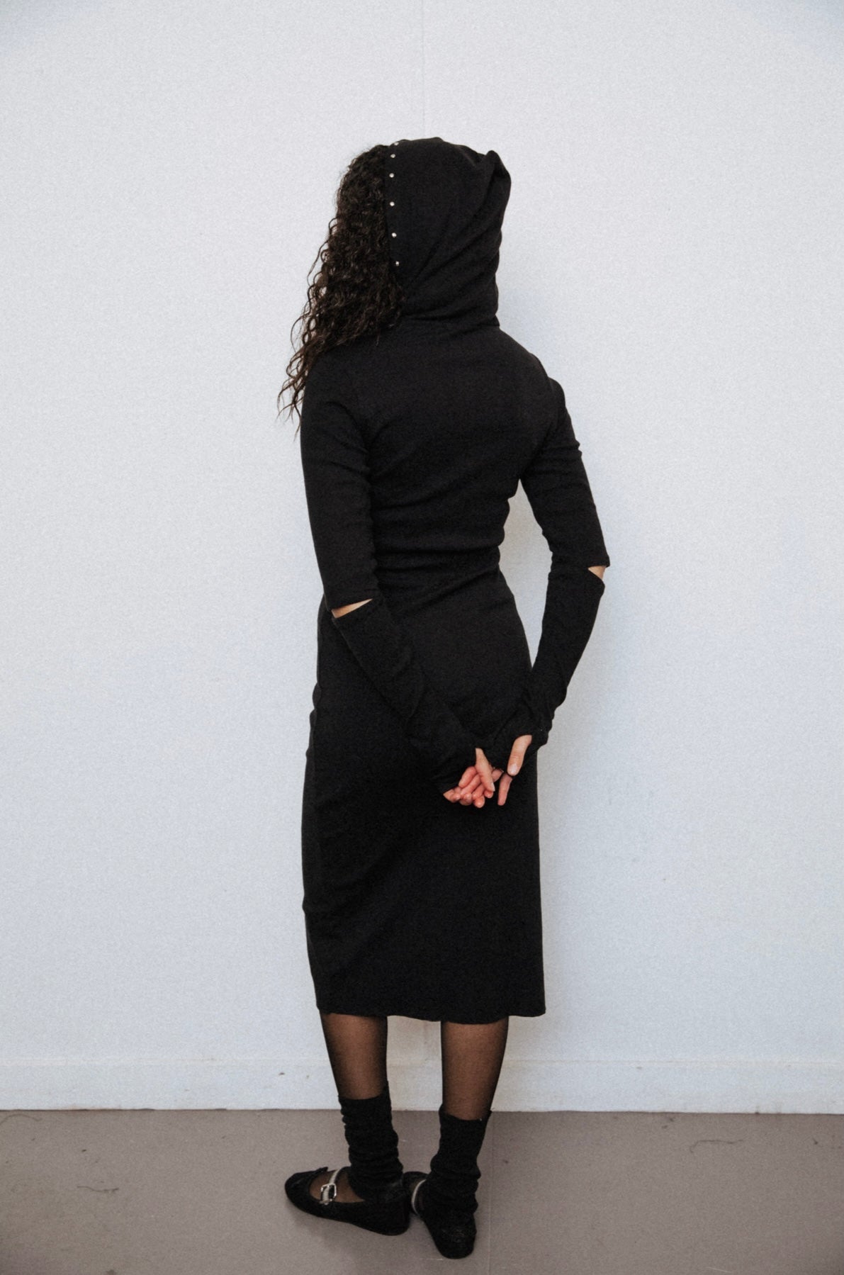 Black Jersey Stud Dress