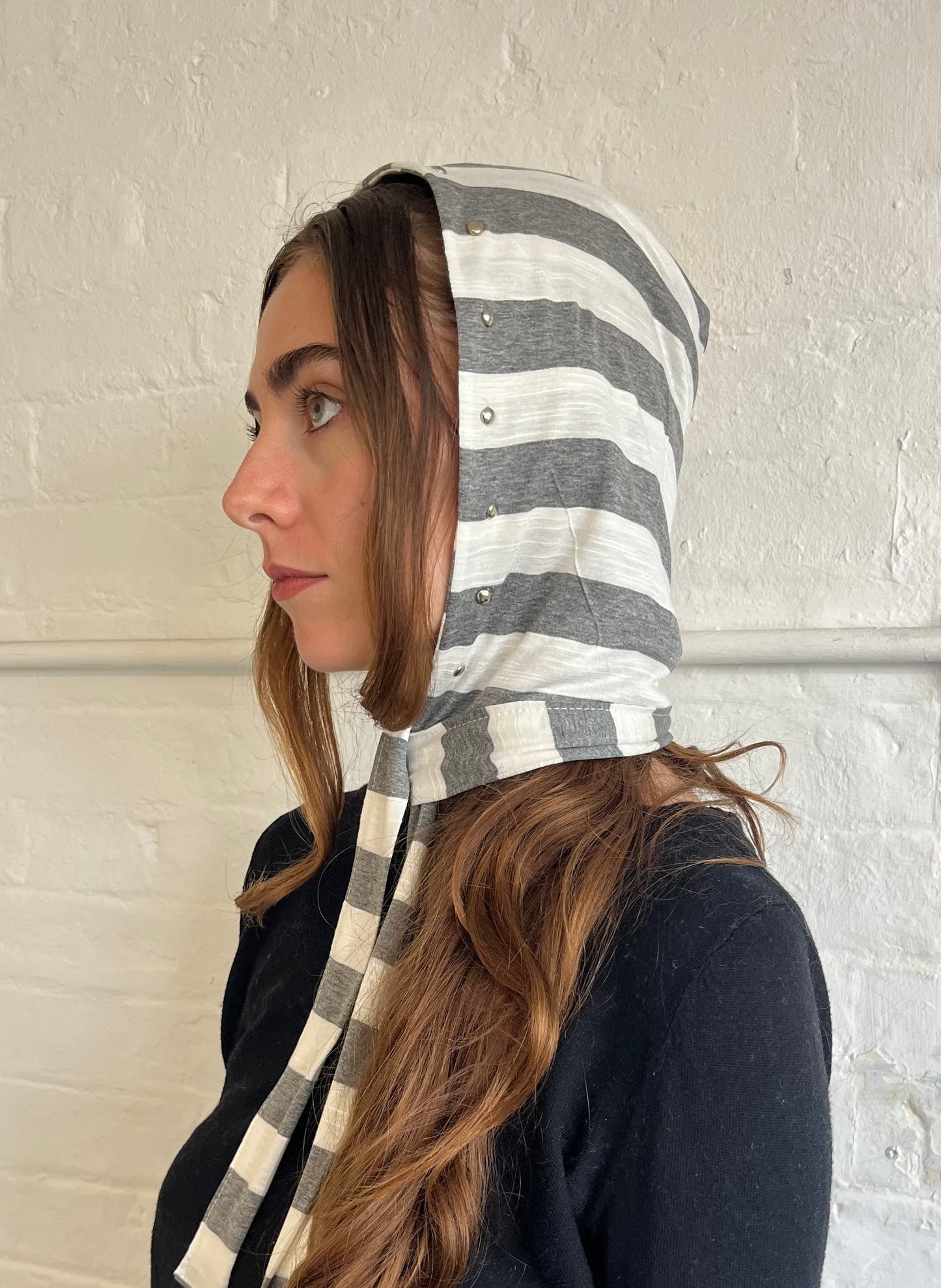 Grey & White Stripe Bonnet