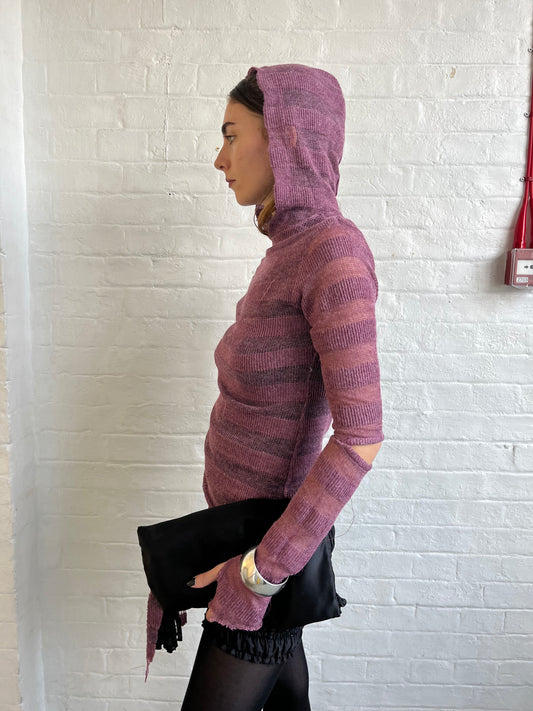 Purple Knit Hoodie