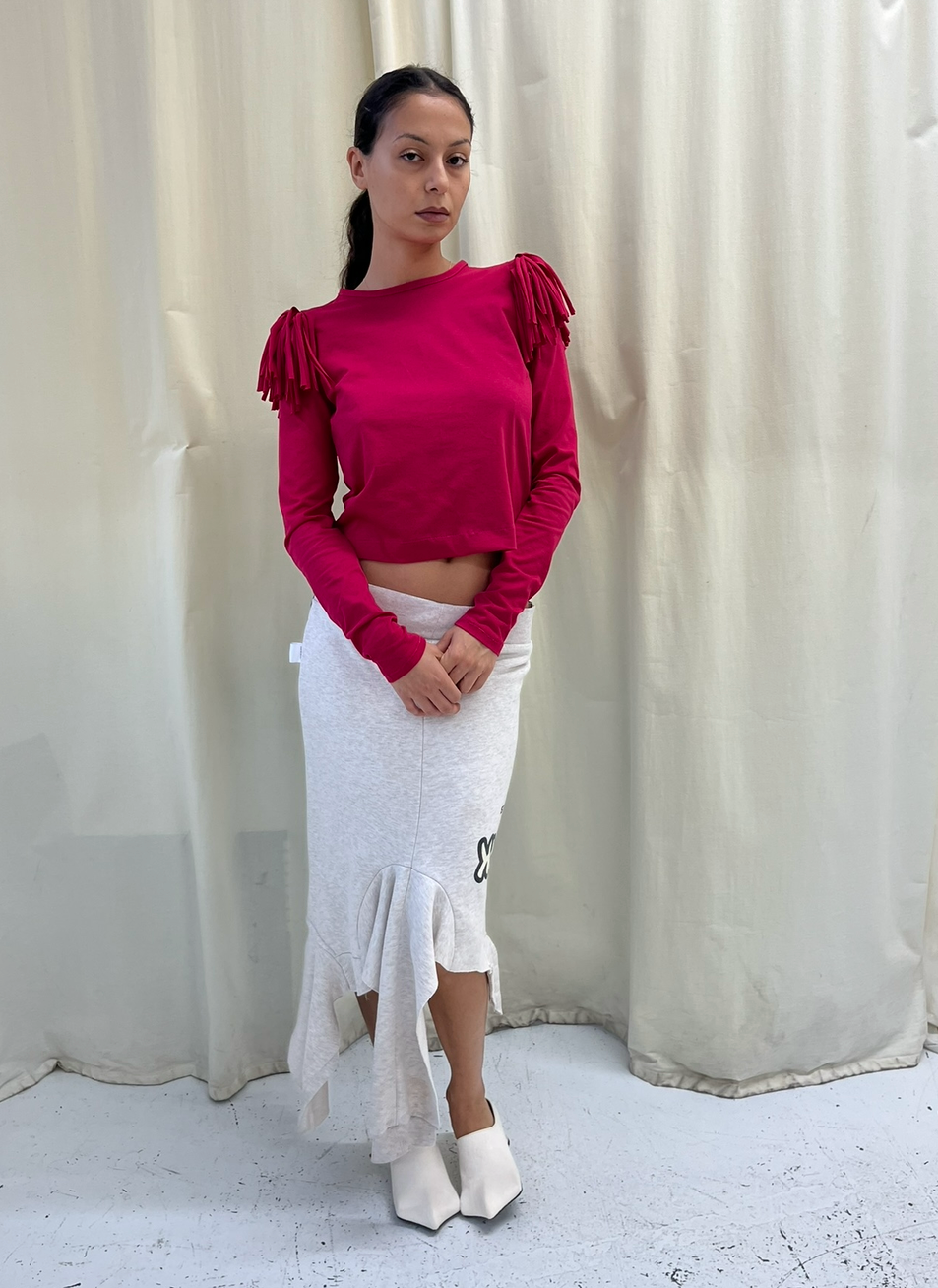 Cerise Fringe Long Sleeve