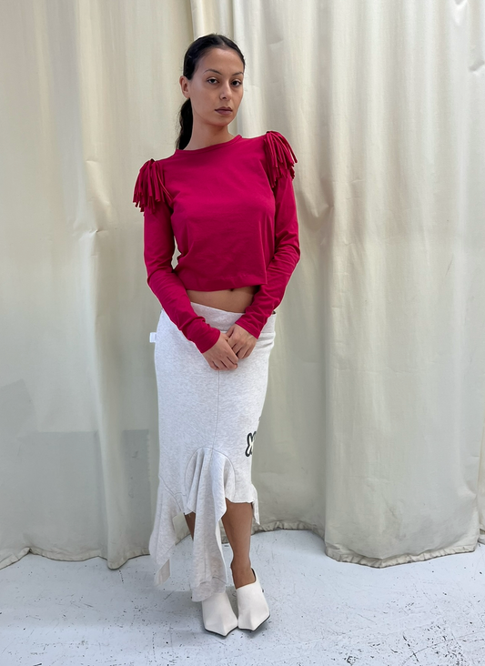 Cerise Fringe Long Sleeve