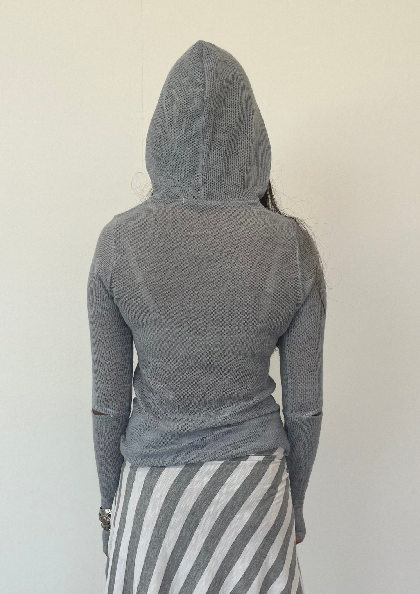 Blue Knit Hoodie