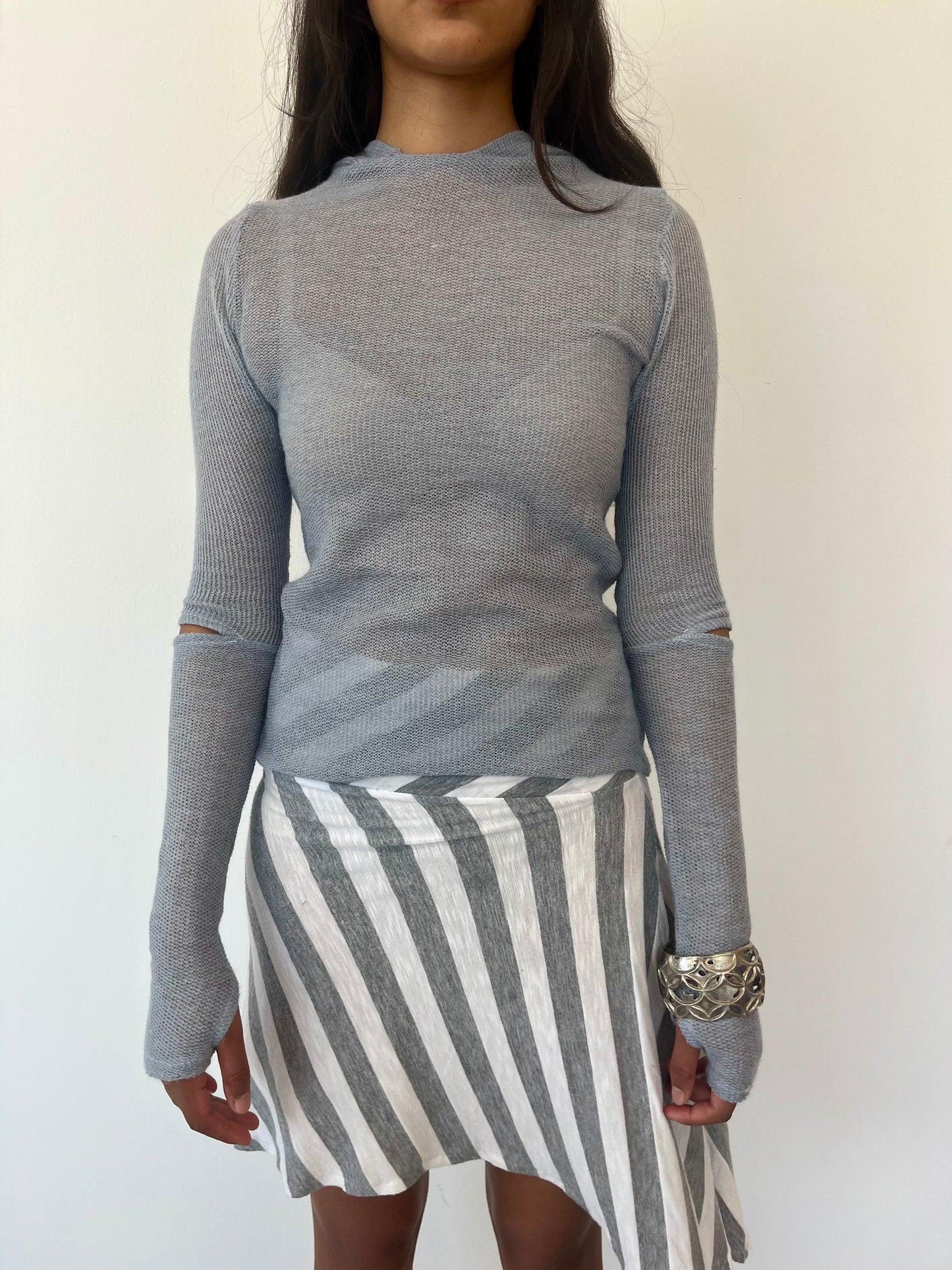 Blue Knit Hoodie
