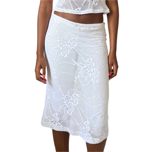 White Crochet Midi Skirt