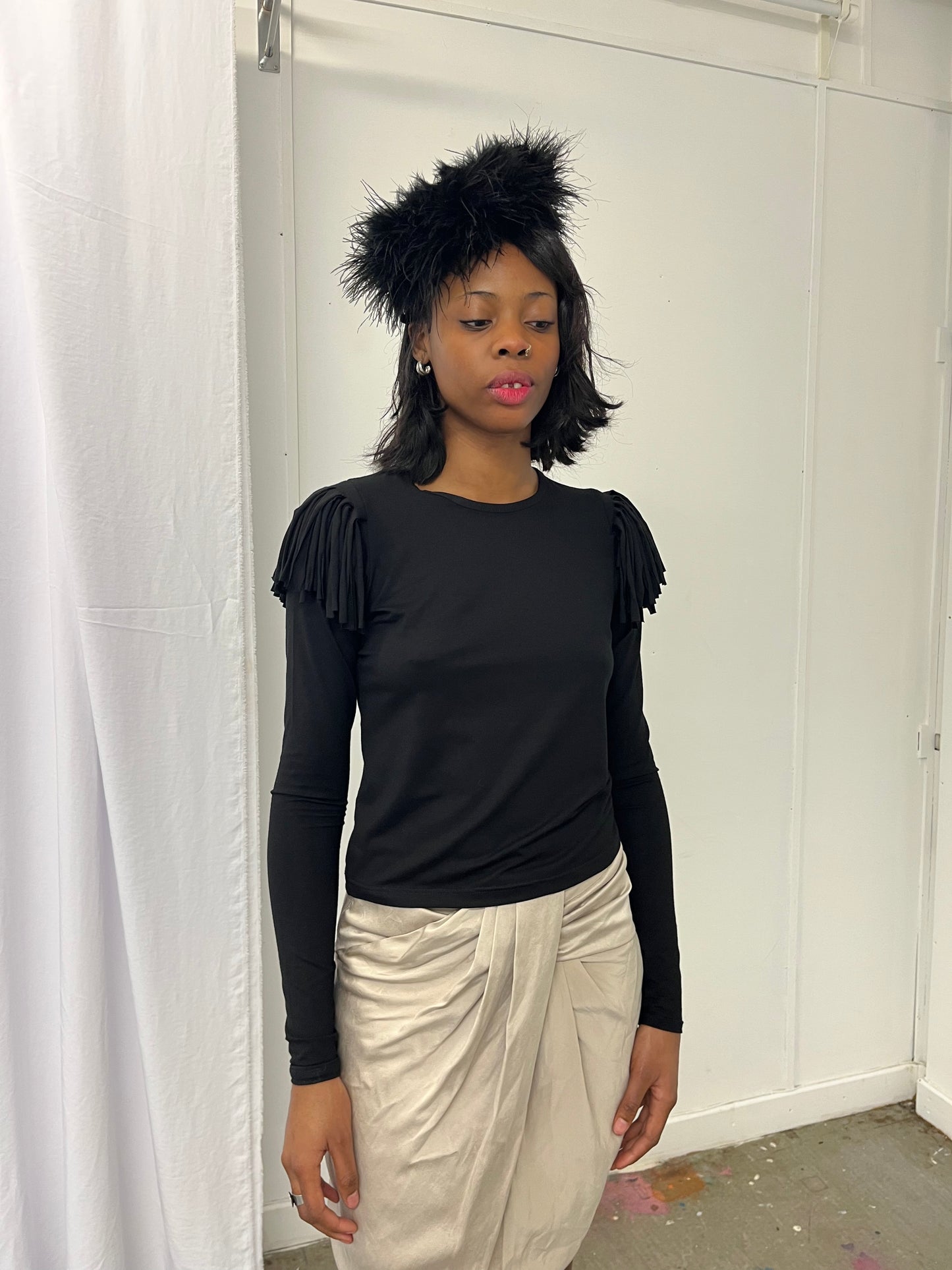 Black Fringe Long Sleeve