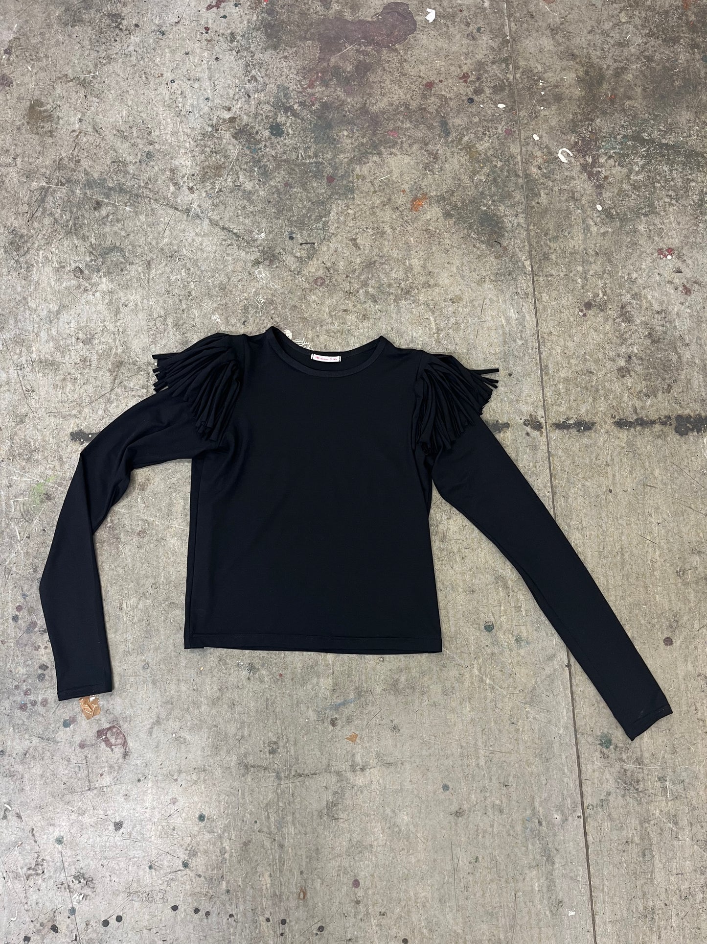 Black Fringe Long Sleeve