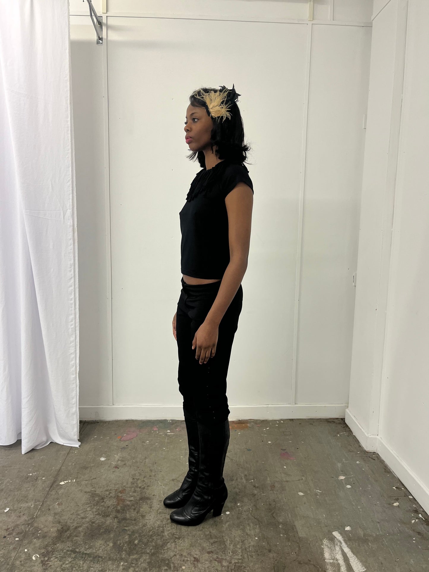 Black Fringe Short Sleeve