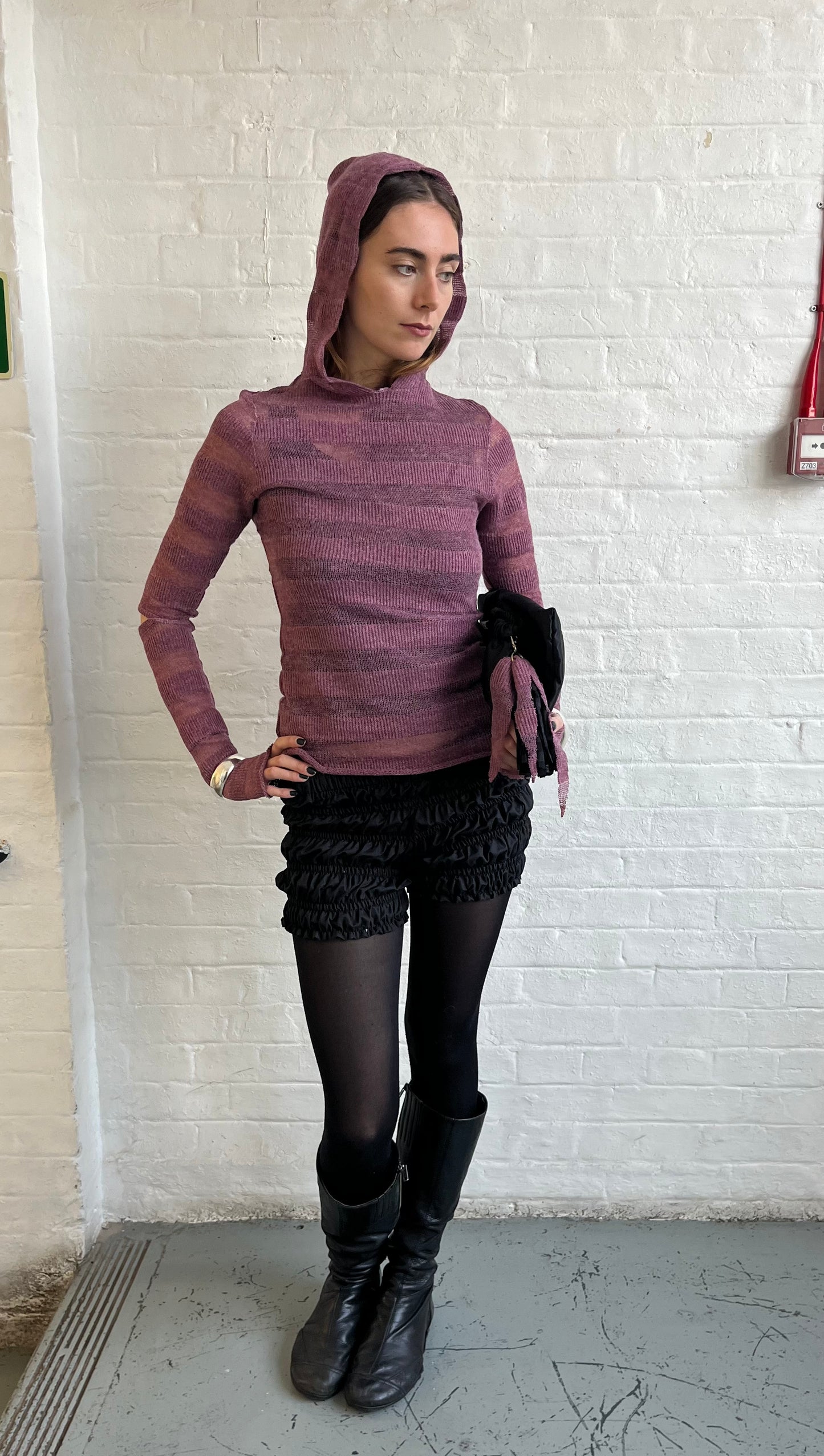 Purple Knit Hoodie
